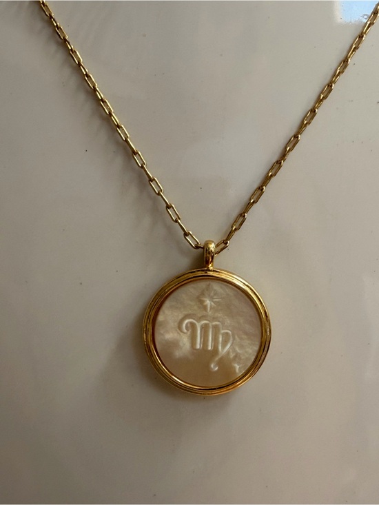 Gorjana Jewelry - Gorjana Gold and Cream Virgo Round Pendant Necklace